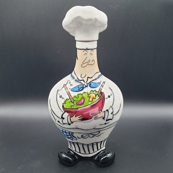 Signed Mud Pie Salad Dressing Bottle Decanter by Tracy Flickinger, French Chef - Picture 2 of 11